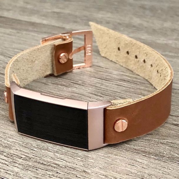 Bronze Brown RoseGold Fitbit Charge 4 Leather Band - Picture 2 of 8